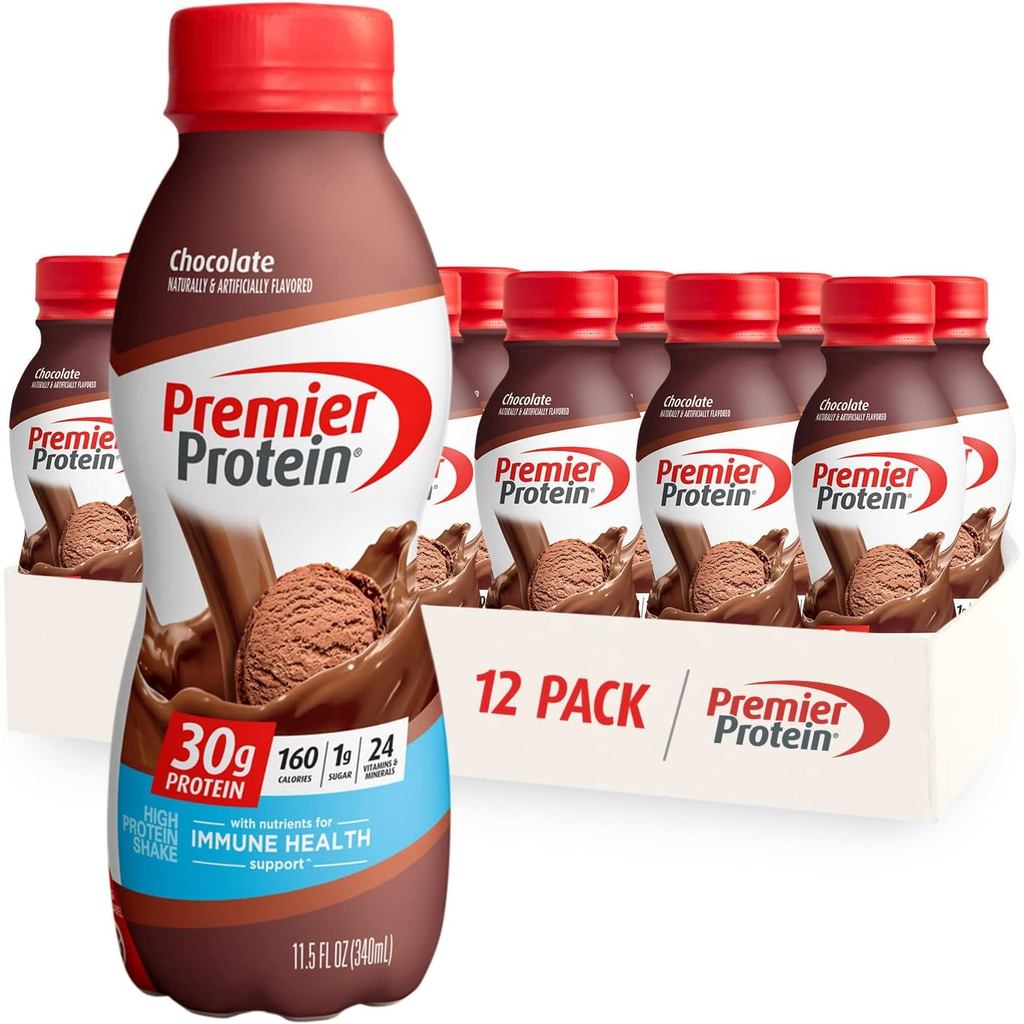 Premier Protein Shake, Chocolate, 30g Protein 1g Sugar 24 Vitamins Minerals Nutrients to Support Imm
