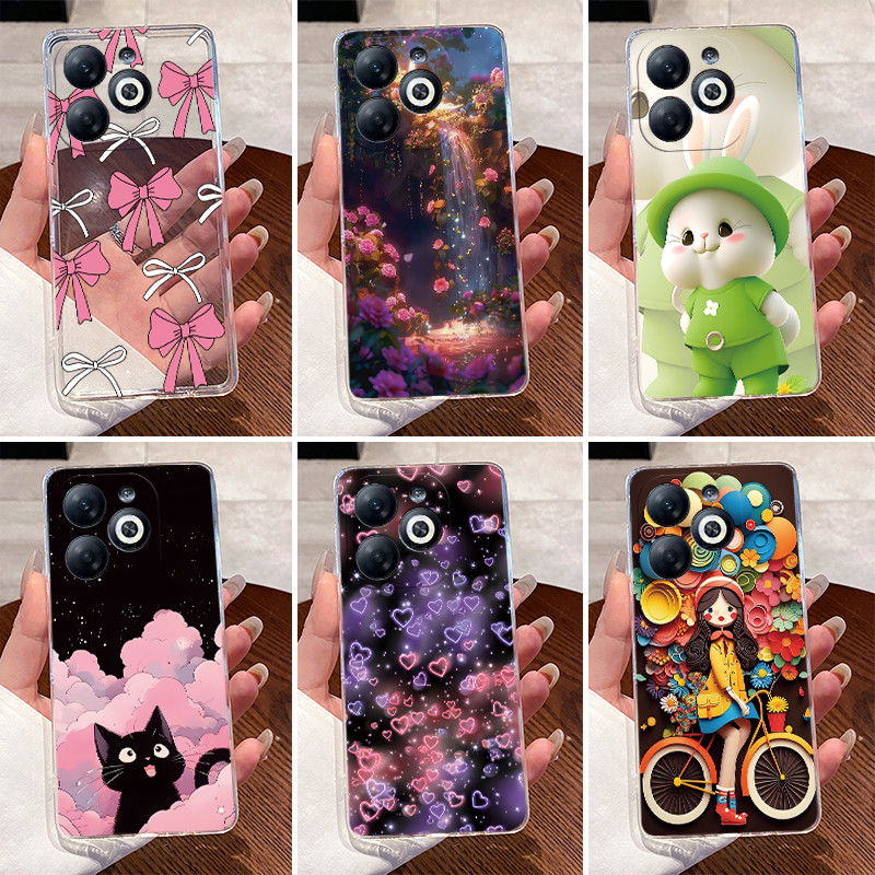 สําหรับ Tecno Spark Go 2024 ปลอกใสหรูหราน่ารักรักกระต่ายตลกซิลิโคนอ่อนนุ่มฝาครอบ BG6 Techno Spark Go