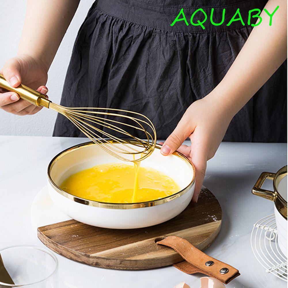 AQUABY Egg Beater Cream Home Milk Frother สแตนเลส Golden Cooking Mixer