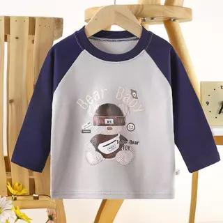 เสื้อแขนยาวเด็ก เสื้อยืดแขนยาว เสื้อกันหนาวคอกลม พิมพ์ลาย ใส่ได้ทั้งเด็กหญิง Size 90-130cm🎈D56309🎉