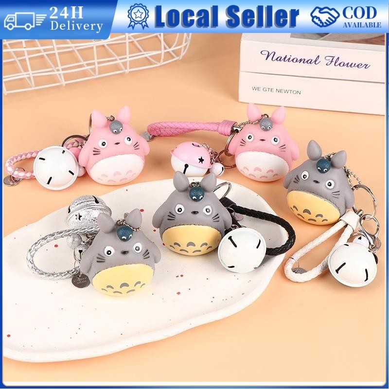 Totoro พวงกุญแจสัตว์ totoro พวงกุญแจ Press-to-Sound Totoro พวงกุญแจน่ารัก Bell Totoro พวงกุญแจกระเป๋