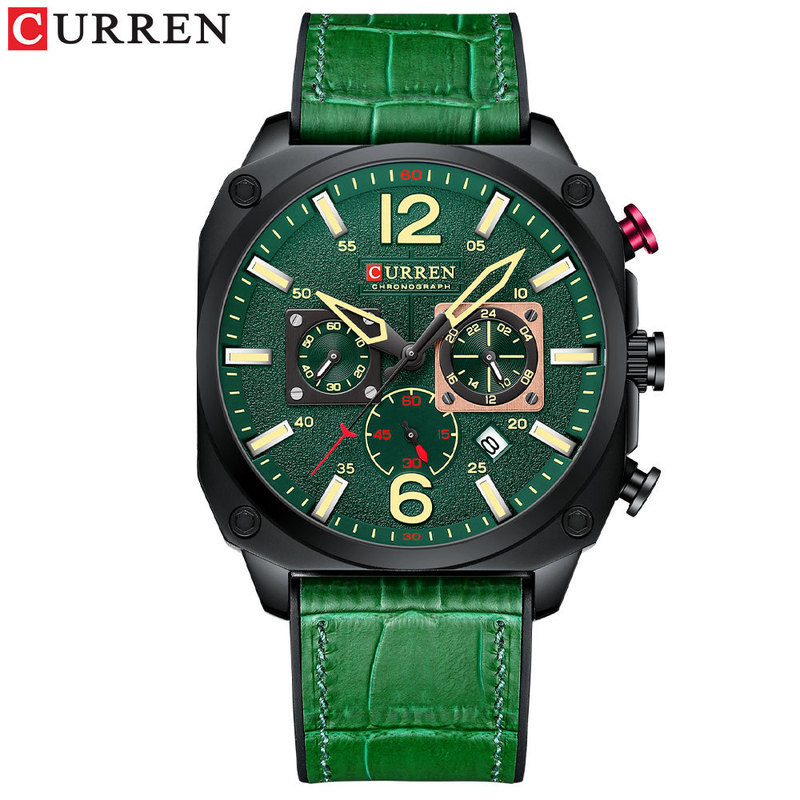 Curren/Curren 8398 นาฬิกาผู้ชายปฏิทินนาฬิกาเข็มขัดผู้ชายนาฬิกาหกมือธุรกิจผู้ชาย