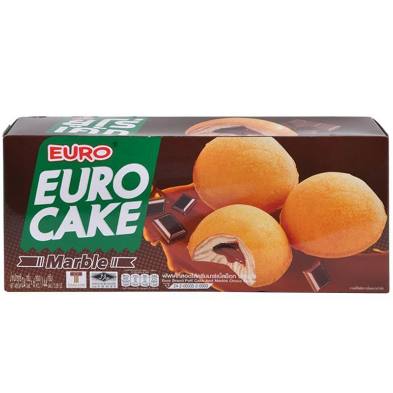 ยูโร่มาร์เบิ้ลเค้กช็อกโกแลต 144กรัม Euro Marble Cake Chocolate 144g. [หมายเลขบาร์โค้ด 8850426000113 ]