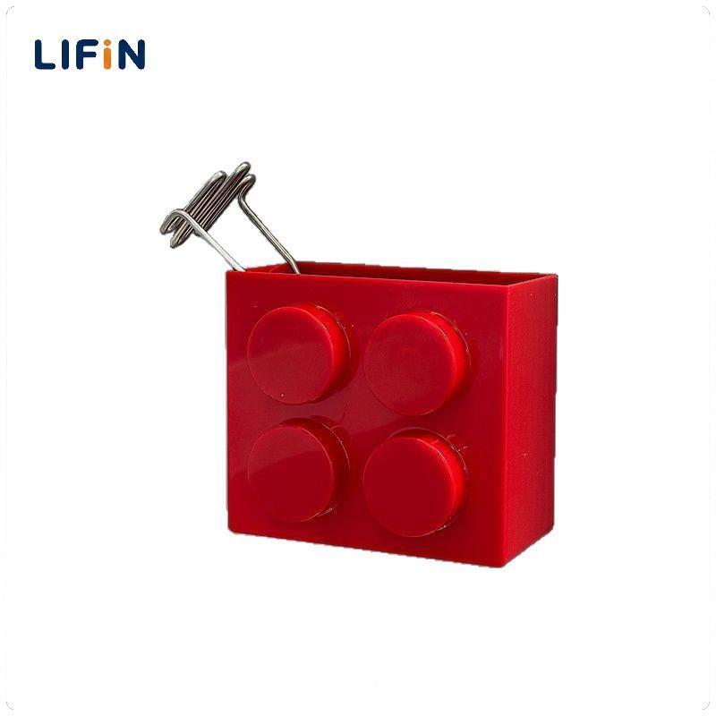 Lifin Mart กล่องเก็บของแม่เหล็กติดผนัง, ชั้นวางฟิล์มติดผนังติดตู้เย็นขอบหลอดสำหรับห้องครัว