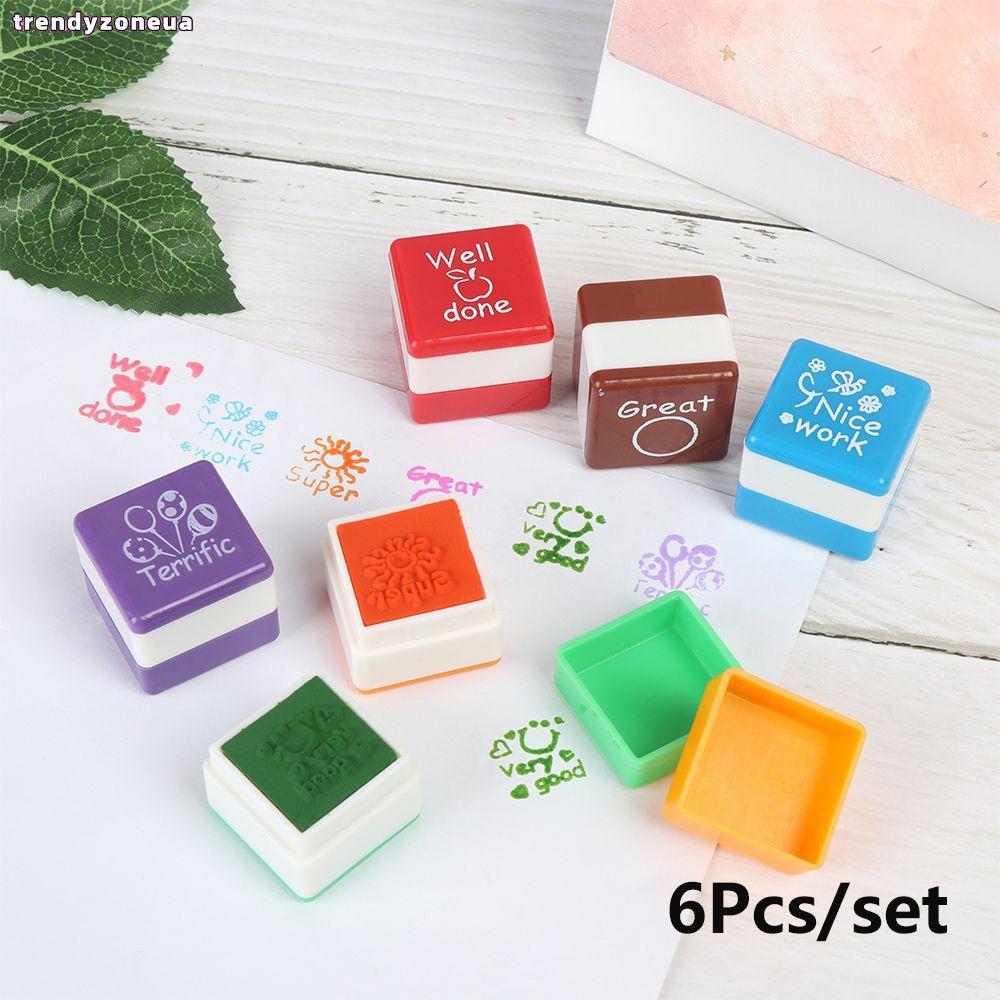 TRENDYZONEUA 6 ชิ้น/เซ็ต Encouraget แสตมป์การบ้าน Correcting Good Good Good Work รางวัลอนุบาลเด็ก