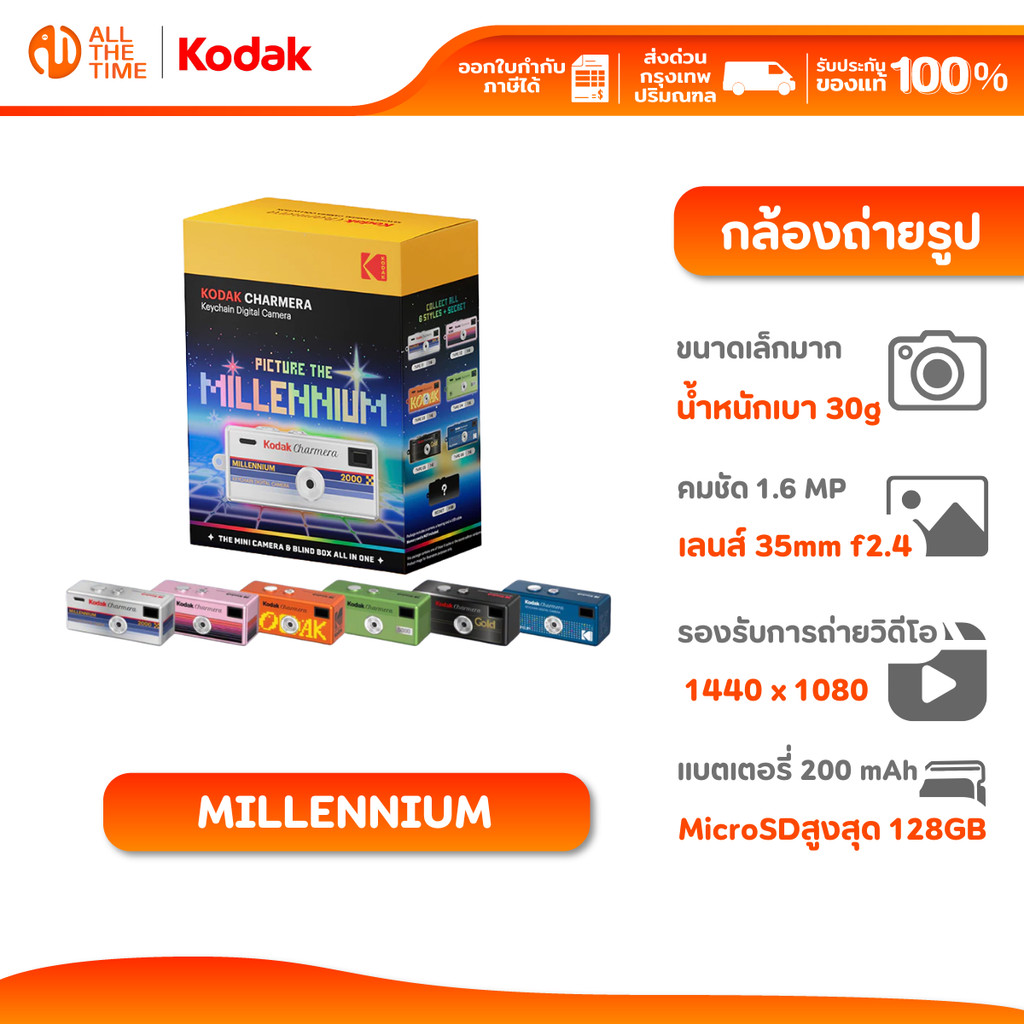 KODAK Charmera MILLENNIUM 2000 Keychain Digital Camera Blind Box กล่องสุ่มกล้องดิจิตอล
