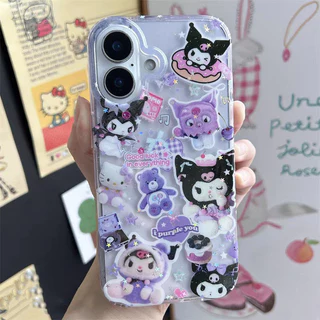 สำหรับ IPhone 17 15 AIR XR 16 13 12 11 14 Pro Max X XS 7 8 16 15 14 Plus เคสผงกระจก คุโรมิ ซินนามอรอล มายเมโลดี้ โปชาคโค