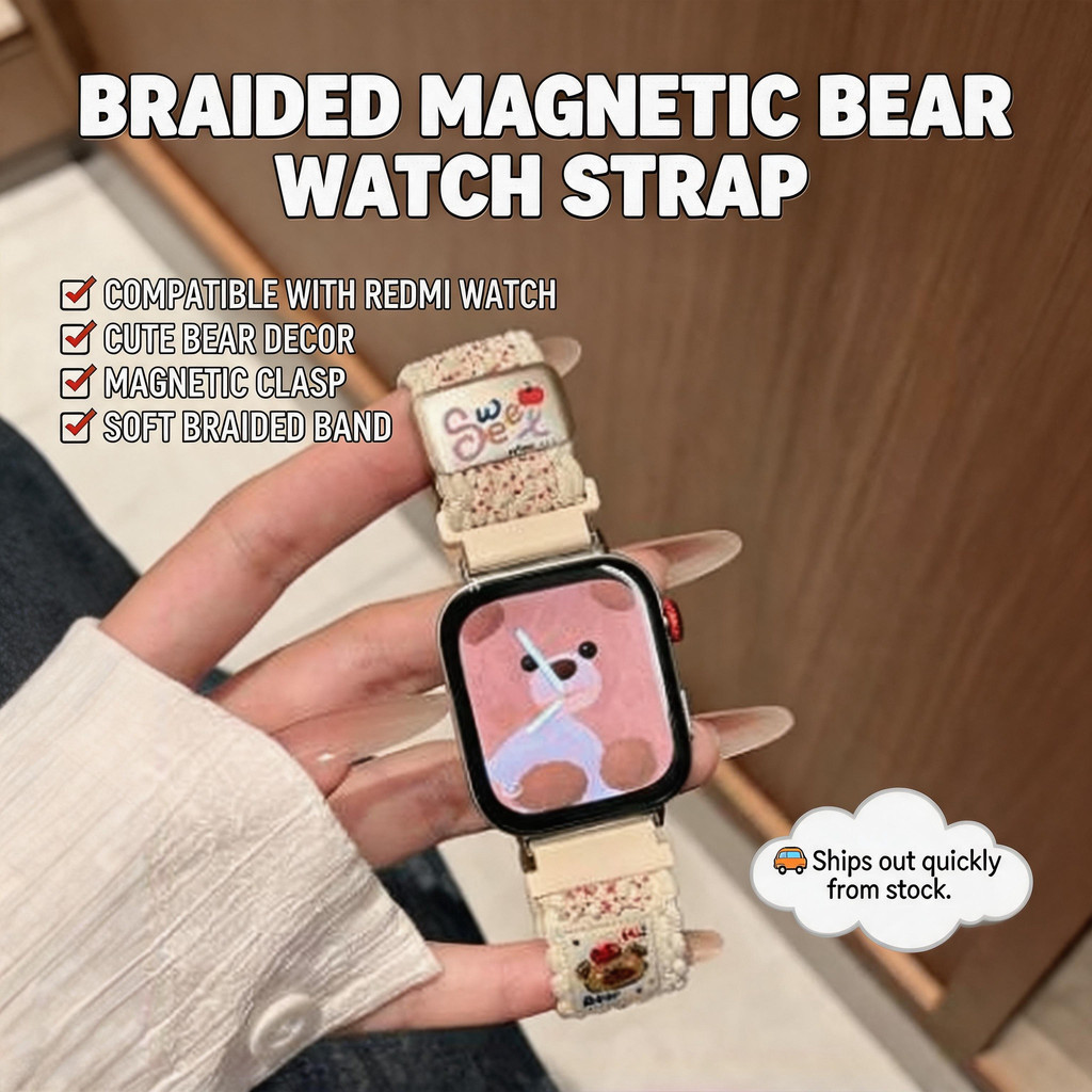 พร้อมสต็อกเหมาะสําหรับ Redmi Watch 6 5 4 Braided Magnetic Apple Bear Redmi 4 5 Active 5 Lite 6 Active 6 Lite