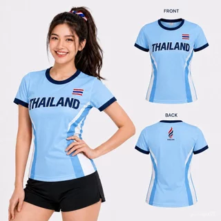 เสื้อยืดเชียร์ไทยผู้หญิง Thailand Sport Cheer Tee เสื้อกีฬาทรงเข้ารูป ผ้าแห้งไว ระบายอากาศ สีขาว ชมพู มิ้นท์ ฟ้า
