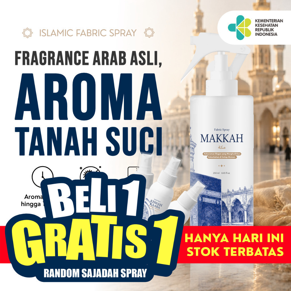 BELI 1 GRATIS 1 Dubi Islamic Fabric Spray Anti Bakteri Pengharum Parfum Sajadah Mukena Aroma Rindu T