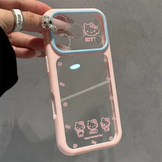 คู่สีความคมชัดหน้าต่างขนาดใหญ่เหมาะสําหรับ แอปเปิล 17 เคสโทรศัพท์มือถือ ไอโฟน16/15/13 โปร่งใส 14 ปกอ่อน 12 ผู้หญิง