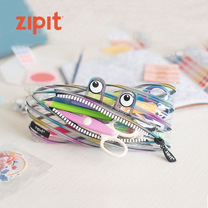 ZIPIT Zipper Monster Pencil Case Series กระเป๋าซิปขนาดกลางโปร่งใส Cool Abstract