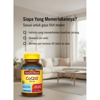 Nature Made CoQ10 200mg 140 Softgels คุณภาพสูงหัวใจสุขภาพพลังงานสนับสนุน Expiry 2028