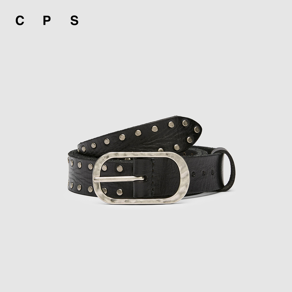 CPS เข็มขัดหนังแต่งหมุดโลหะ ผู้ชาย STUDDED LEATHER BELT รุ่น C26WAMA008 (AW26#A1)