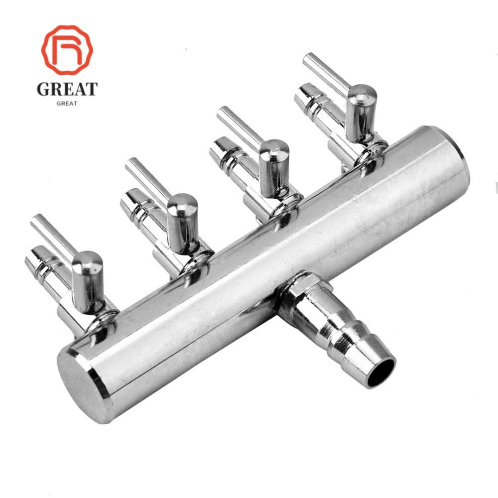 GREAT Aquarium Air Valve,สแตนเลส 8 มม.เปิด 4 มม.Air Flow Valve,จําหน่าย 2 Way 6 Way 4 Way Air Splitt