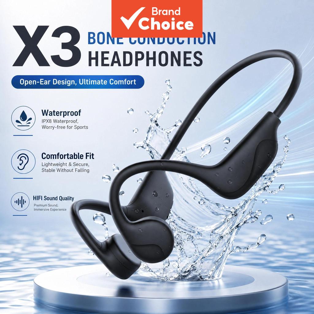 SPRISE X3 หูฟัง Bone Conduction หูฟังบลูทูธกันน้ําเสียงไฮไฟ HD Call ชุดหูฟังกีฬากลางแจ้งหูฟังขี่จักรยานเพลงใช้ทุกวัน