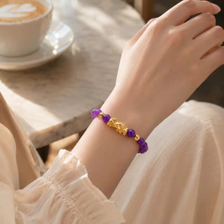[พร้อมส่ง] สร้อยข้อมือหยกมงคล จี้ปี่เซียะทอง เสริมฮวงจุ้ย เรียกทรัพย์ ใส่ได้ทุกเพศ พร้อมกล่อง