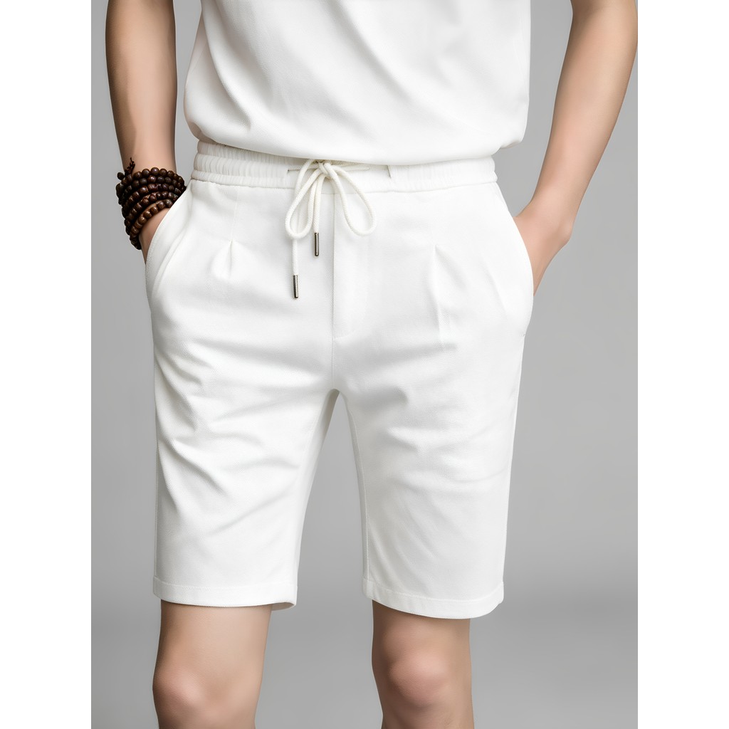 Ruffian หล่อ Slim-fit กางเกงผู้ชาย Skinny Fit กางเกงขาสั้นห้าจุดขนาดเล็ก Social Guy ผู้ชายอินเทรนด์ก