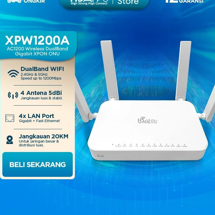 HSAirpo XPON ONU XPW1200A Dual Band Fiber Optic Router Gigabit AC1200 ต้นฉบับ