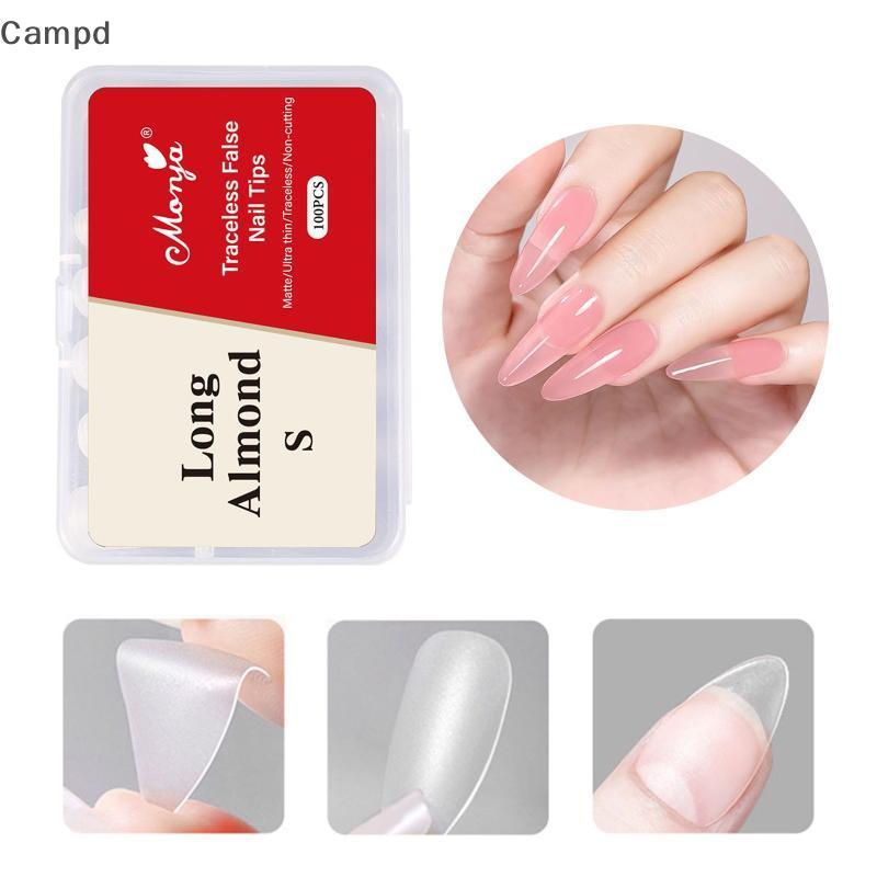 Campd 100 ชิ้น/กล่องเล็บปลอมไม่มีขัดไม่มีร่องรอย Demal กดบนปลอมเล็บบางเคล็ดลับสําหรับขยายบ้าน DIY (TH)