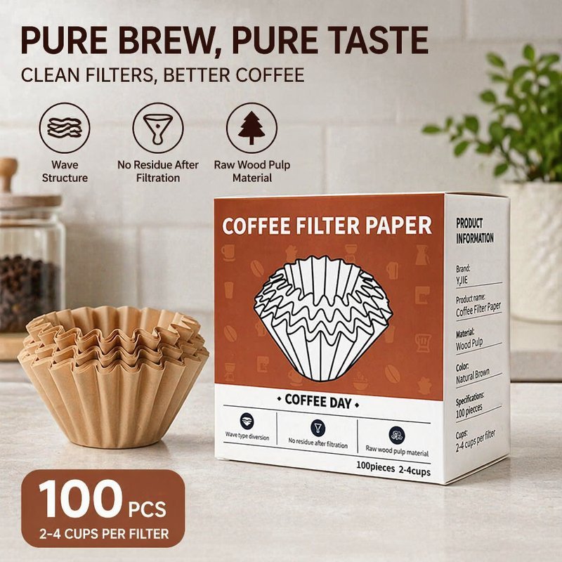 100 ชิ้นเค้กรูปร่าง Origami กระดาษกรองกาแฟ Wave Filter Origami Hand Brewed สําหรับ Pour Over Espress