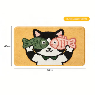 พรมเช็ดเท้าห้องน้ำ ลายการ์ตูนน่ารัก ขนาด 40x60 ซม. ซับน้ำดี แห้งไว กันลื่น ขนนุ่ม ซักเครื่องได้
