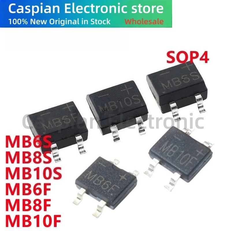 5PCS MB6S MB8S MB10S MB6F MB8F MB10F SOP4 Rectifier สะพานกองในสต็อกขายส่ง