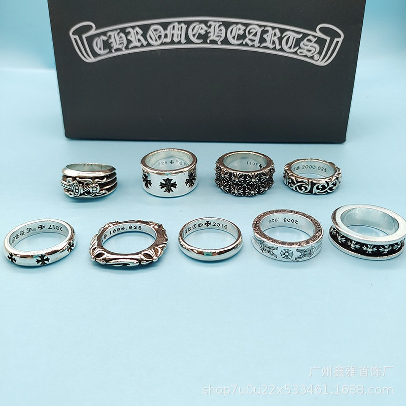C.H Silver Plated Distressed Retro Hip Hop Index Finger Ring Ring Ring