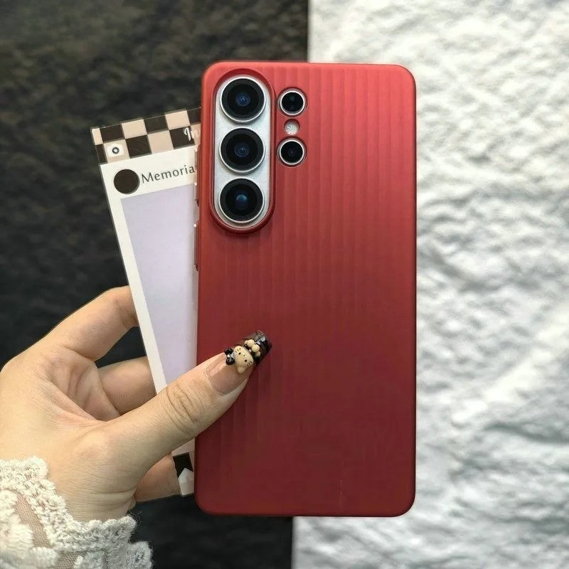 SAMSUNG หรูหรากระเป๋าเดินทางลายลูกฟูกสีเมทัลลิคเคสโทรศัพท์สําหรับGalaxy S26 Plus Hard PCเกราะสําหรับSamsung S25 S24 S23 S26 Ultra