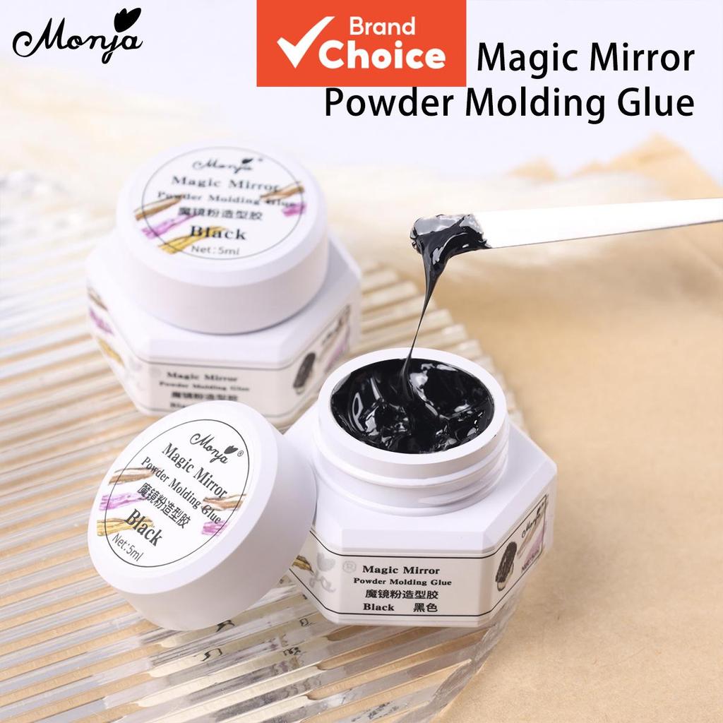 Monja เจลยูวีปั้นสีดํา 5ml กึ่งของแข็ง เจลปั้นนูน 3D สําหรับผงกระจกวิเศษ ขัดออกด้วยน้ํายาแช่ ไฟ LED รักษา กาวแม่พิมพ์สําหรับออกแบบเล็บ เครื่องมือทําเล็บ