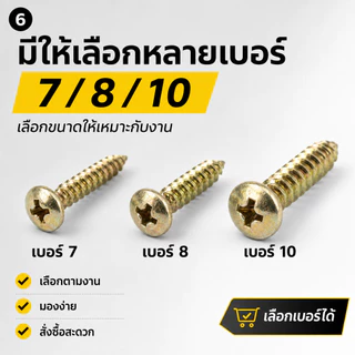 หัวร่ม STAR (แพ็ค 100 ตัว) สกรู เกลียวปล่อย หัวร่ม(แฉก) นูน ชุบรุ้ง เบอร์ 7*1/2 / 8 *1/2 / 10*1