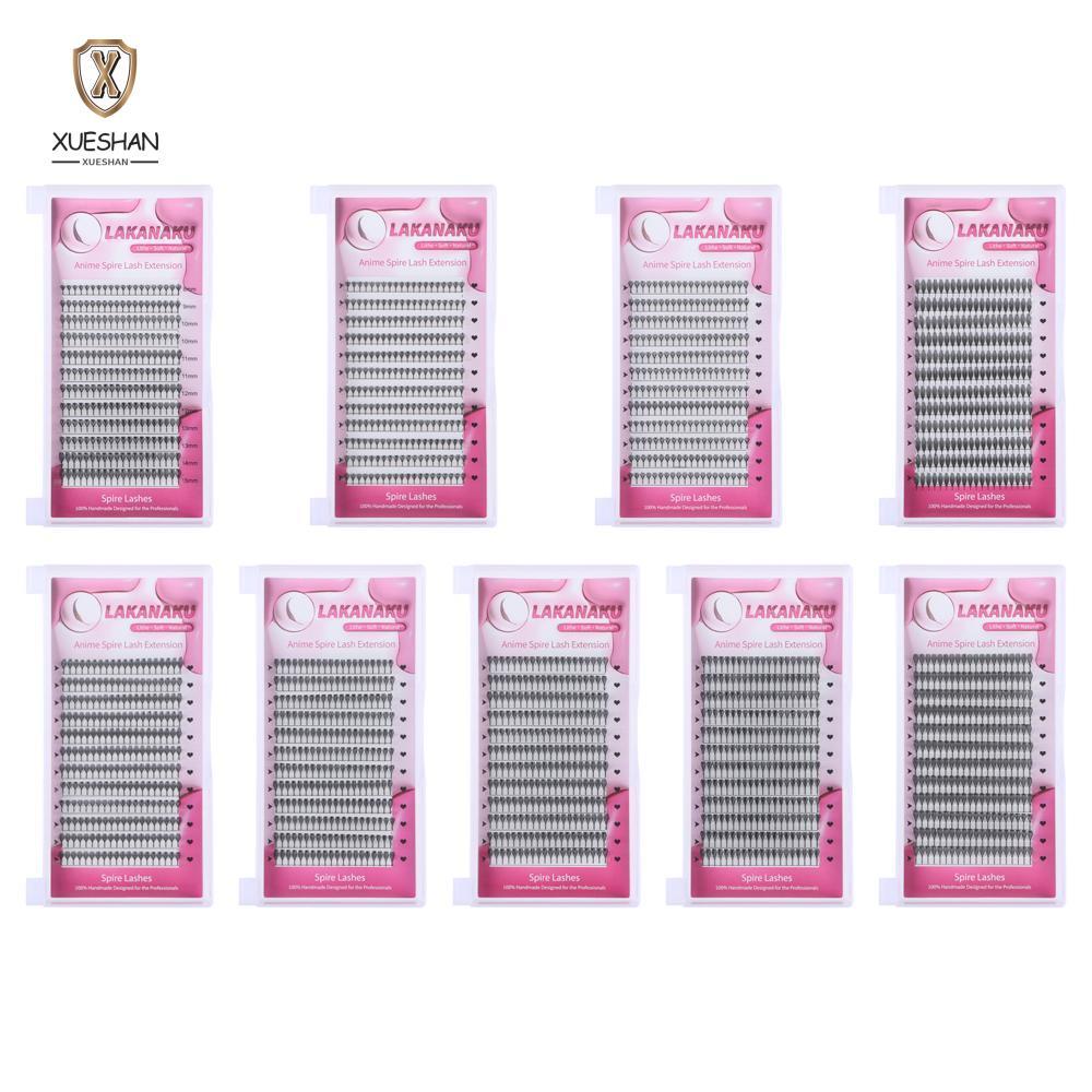 XUESHAN ขนตาปลอม, การ์ตูน Spire Single Cluster Cluster Lashes Kit, คุณภาพสูง 12 แถว C/D Curl ส่วนบุคคล Lashes Eye แต่งหน้าเครื่องมือ
