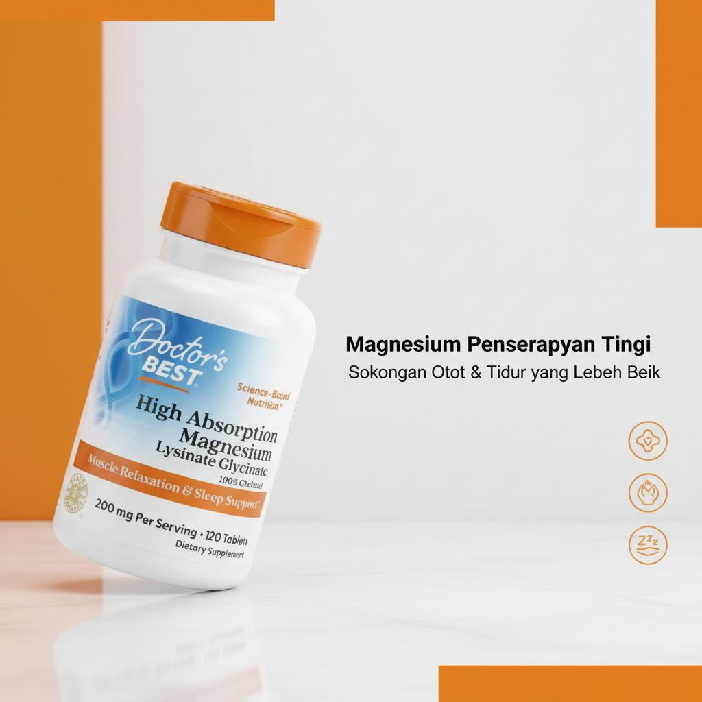 Doctor's Best แมกนีเซียมดูดซึมสูง 200MG 120 เม็ด ช่วยแก้ปัญหานอนไม่หลับ ผ่อนคลายลดความเครียดจากงาน สินค้านำเข้า นค้านำเข