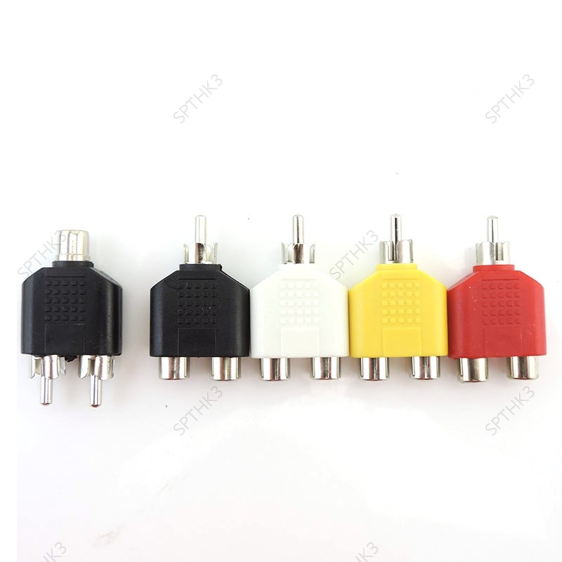 ขั้วต่อ RCA 1 ชาย 2 หญิง 1 หญิง 2RCA ชาย Splitter ปลั๊ก Y แจ็ค 3.5 มม.คู่ AV Audio Video Adapter Con
