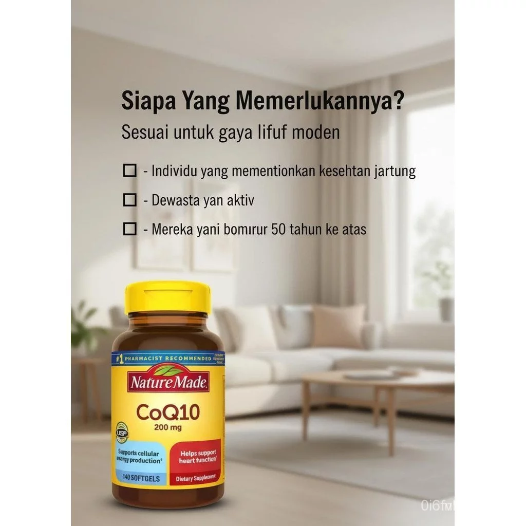 Nature Made CoQ10 200 มก. 140 ซอฟท์เจลคุณภาพสูงเพื่อสุขภาพหัวใจและรองรับพลังงาน Expiry 2028 SWLS WRXO