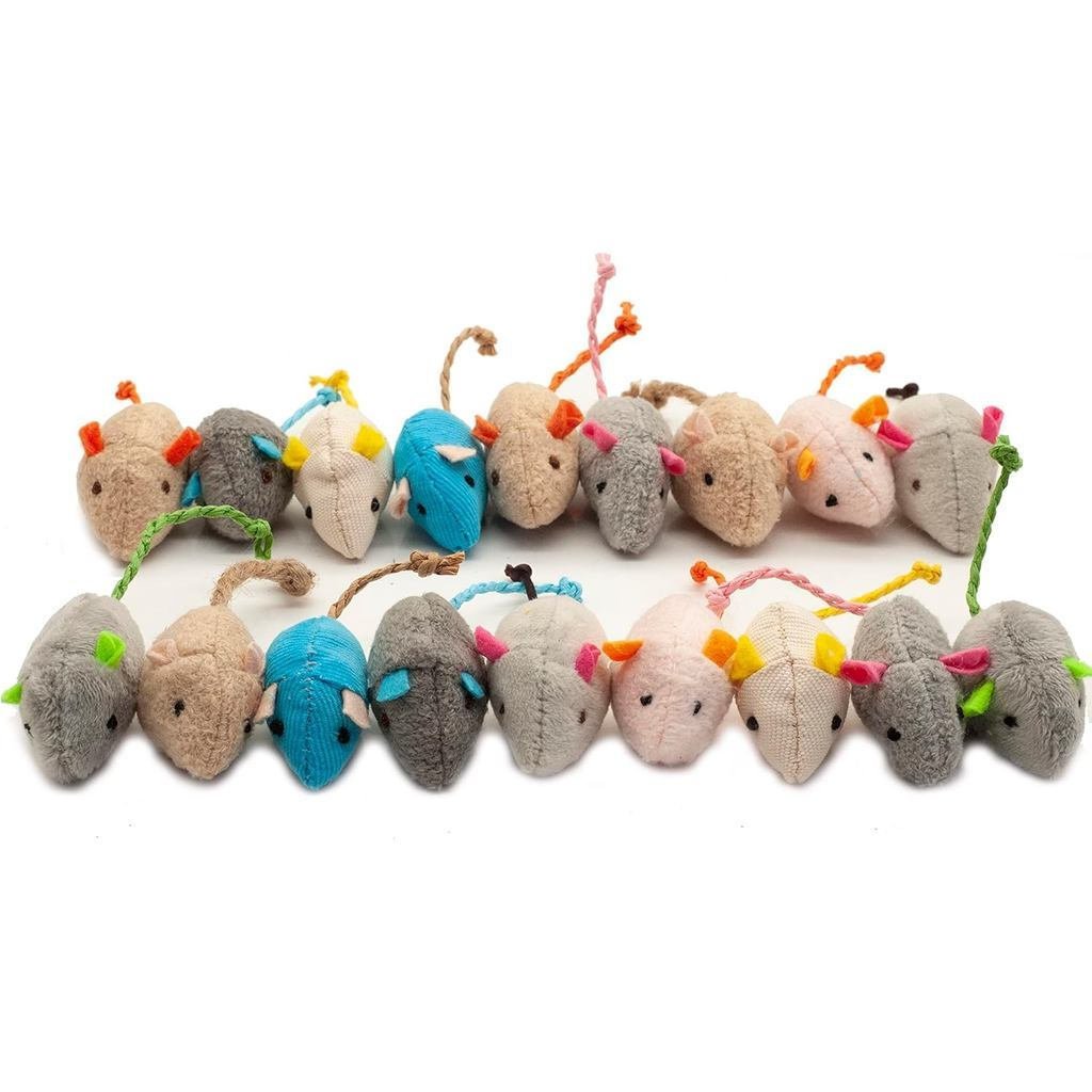 Fashions Talk Cat Mice Toy 18-Pack Plush Catnip-Filled Mice Toys สําหรับแมวในร่ม-การออกแบบที่สมจริง 