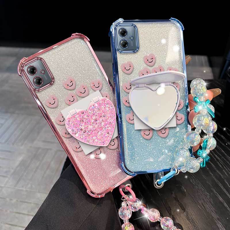 สําหรับ Moto G54 EUR Edition/G54 Power/G56/G52/G54 ฝาครอบสบาย 3 ชิ้น ( Happy pink heart เคสโทรศัพท์ 