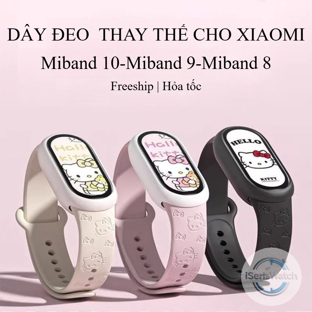 สายรัด เข้ากันได้กับสายรัดซิลิโคน Mi Band 10/9/8 เหมาะสําหรับสายระบายอากาศการ์ตูน Mi Band 9 เหมาะสํา