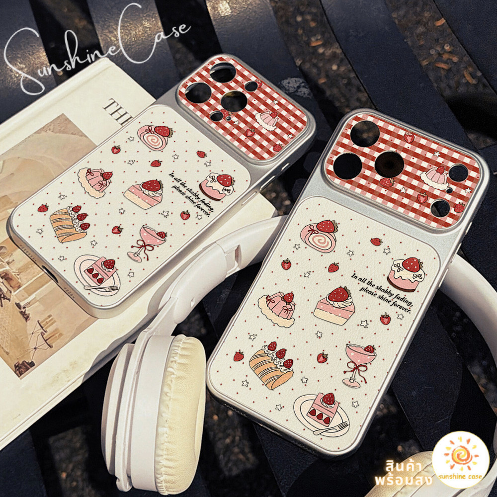 เคสของออปโป้ สต๊อกในไทย ขนมเค้กลายสีแดง เคสนิ่มสีเงิน For OPPO A3X A5PRO A6X A53 A93S Reno15PROMAX R