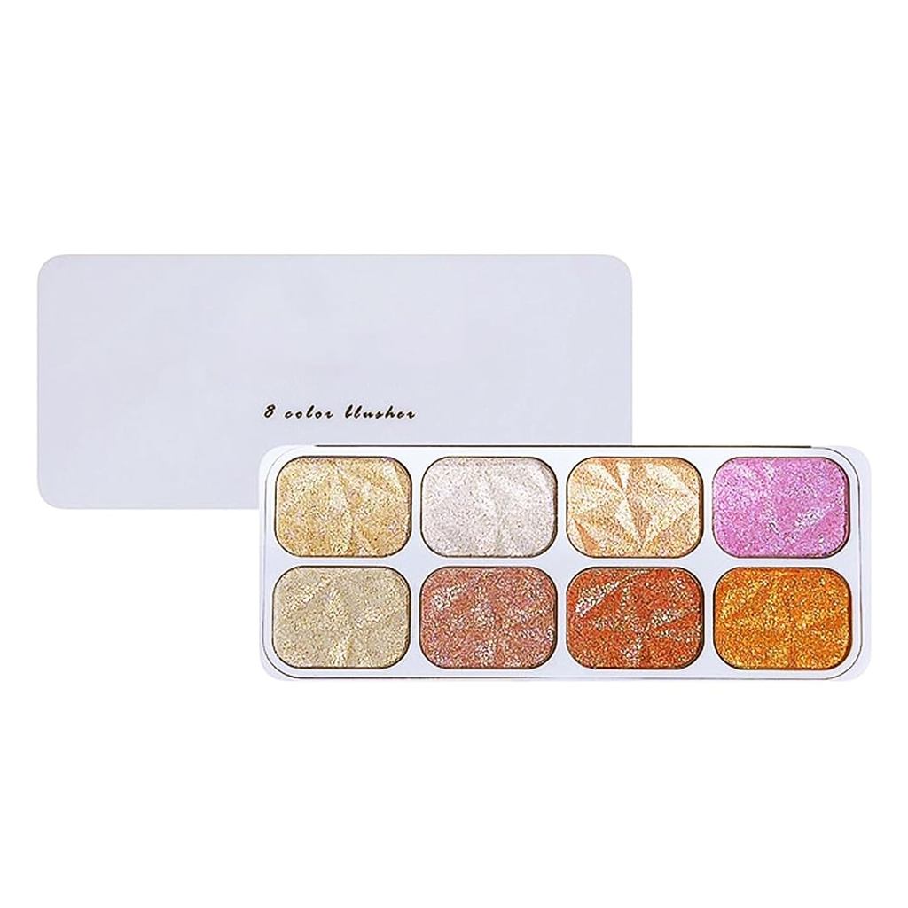 8 สี Highlighters แต่งหน้า Palette สําหรับ Face Highlighters & Luminizers Profesional Gold Highlight