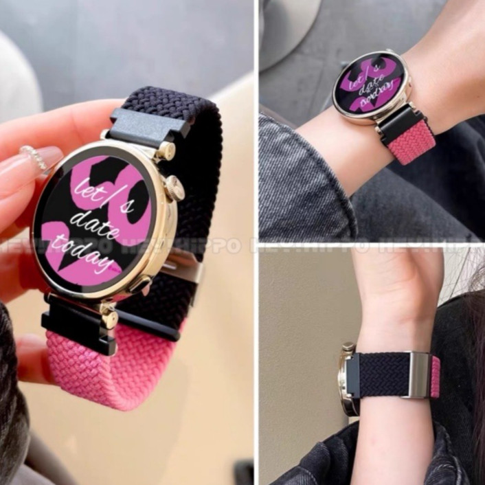 สายทอเหมาะสําหรับ Huawei GT6 41 มม./46 มม.สีบล็อกสายคล้องคอเหมาะสําหรับ Huawei Watch 5 3 GT5GT4GT2GT