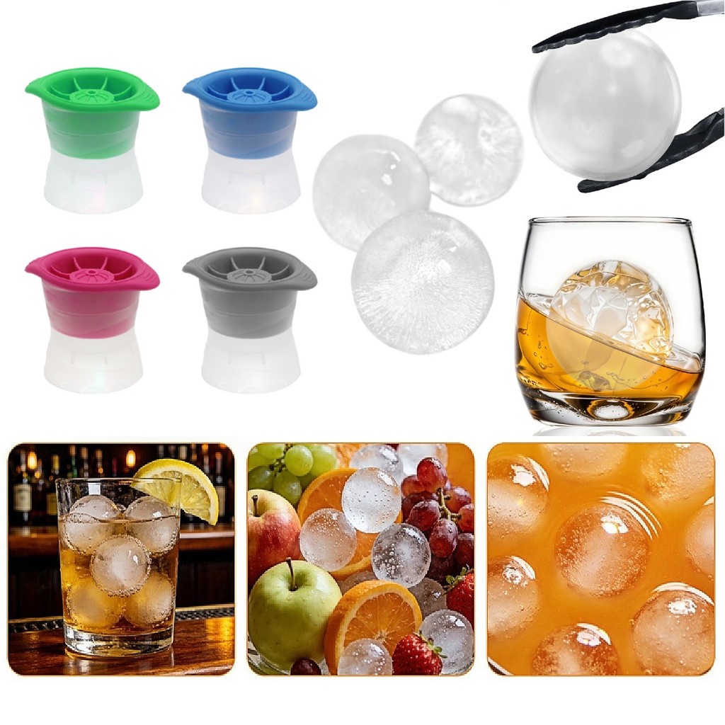 (GOLF BALL SIZED) EW BPA Free Silicone Ice Ball Maker Mold Round Ice Cube Sphere Mould Acuan Bobola 