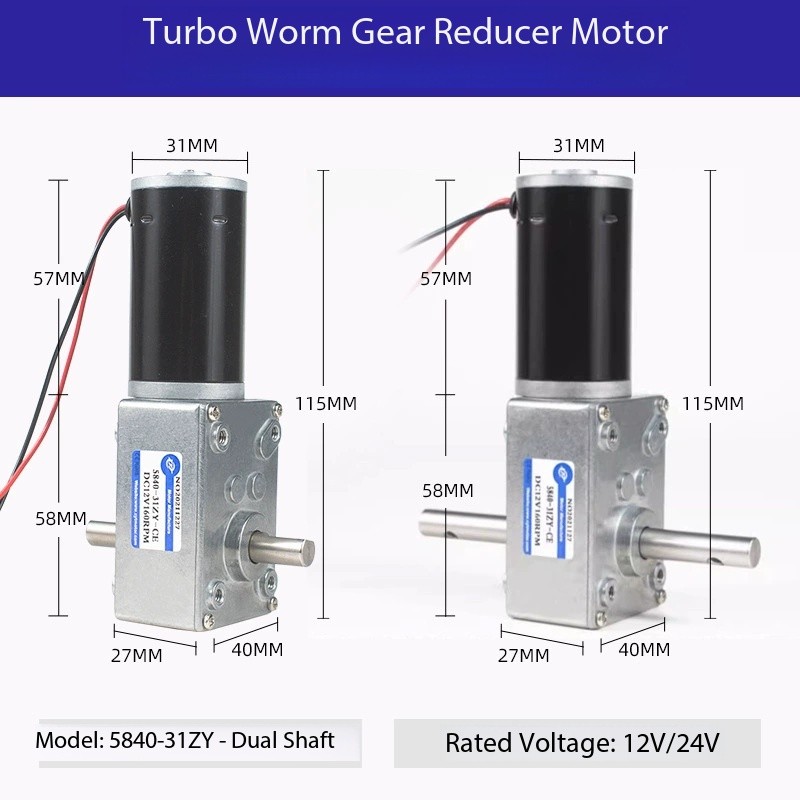 5840-31zy Turbo Snail Self-Locking Double-Outlet Shaft Gear Motor มอเตอร์มุมขวาอัตโนมัติ