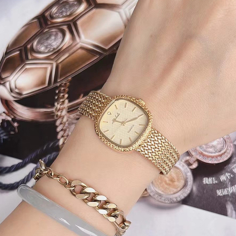 Mishali/Mishali Retro Square Chanel สไตล์หรูหราบรรยากาศตาข่ายเข็มขัดสุภาพสตรีนาฬิกา 9 * 30731