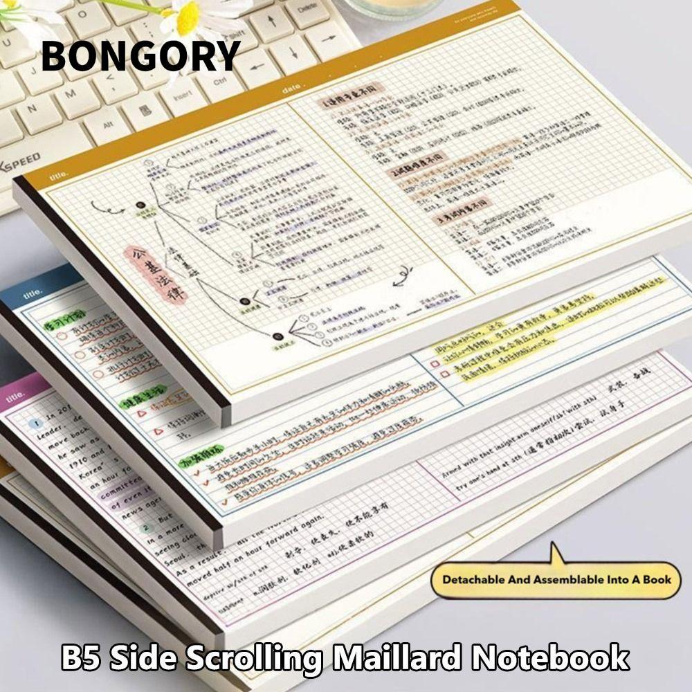 BONGORY 20 แผ่น/หนังสือ Notepad, B5 สมุดบันทึก B5 แนวนอน, สํานักงานโรงเรียนกระดาษแบบฉีกขาดได้เป็นมิต