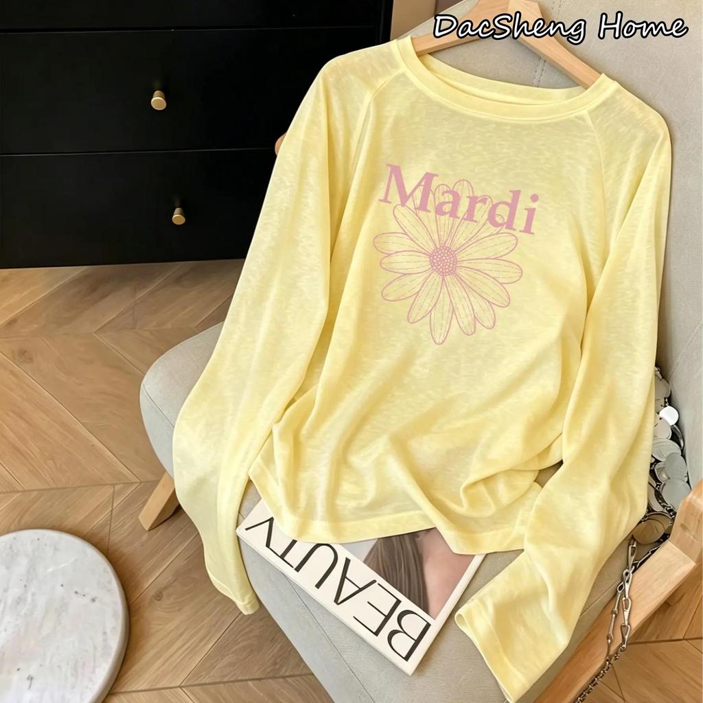 เสื้อคลุมกันแดดผู้หญิงสไตล์อเมริกันแนว "ฮอตเกิร์ล" เนื้อบางเบา โปร่งแสงเล็กน้อย ใส่ได้ในห้องแอร์ ฤดูร้อน ทรงหลวม สไตล์เก
