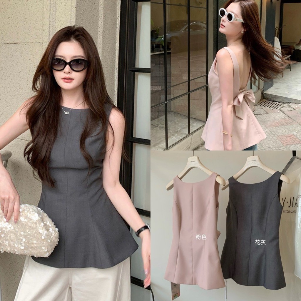 Y6867 เสื้อแขนกุดทรงเข้ารูปที่ออกแบบมาเพื่อเน้นสัดส่วนผู้หญิงโดยเฉพาะ แฟชั่นเกาหลี TAG Yjia