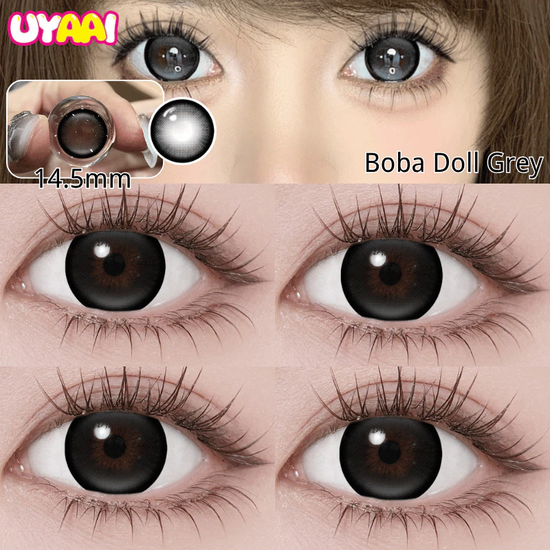 [FDA] UYAAI คอนแทคเลนส์ Series Boba Doll 14.5 มม.คอนแทคเลนส์สีเทา 1 เดือน Pro Max ขนาดสีน้ําตาลคอนแทคเลนส์สายตาสั้น