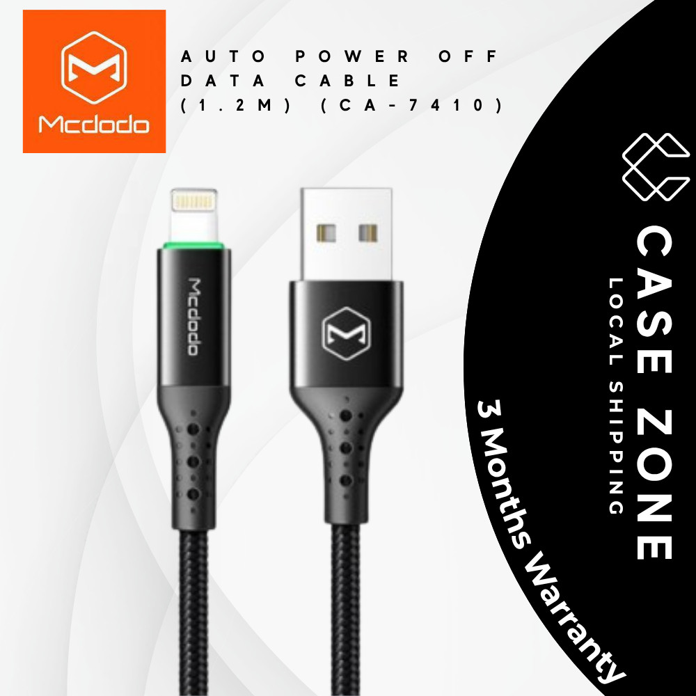 MCDODO สายโทรศัพท์ CA-7410 ปิดอัตโนมัติ Fast Charging Data Transfer 1.2 เมตร Current Max 5V 3A
