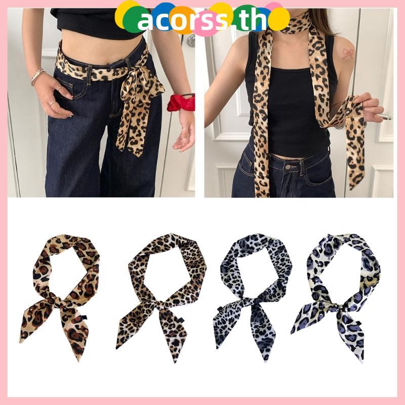 ACOR Modern Leopard Designed Slim Scarf ตกแต่ง Headscarf แฟชั่นผม Wrap ผ้าพันคอ